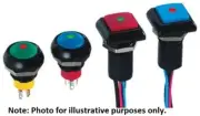 Apem PUSH BUTTON SWITCH Momentary SPST Solder, Square Illuminated GREEN/GREEN