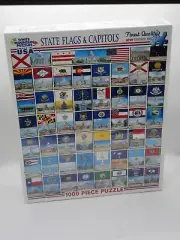 New & Sealed STATE FLAGS & CAPITOLS 1000 Pc Puzzle White Mountain 24" x 30" 2002