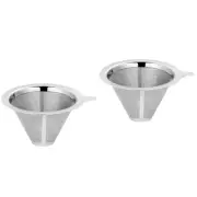 2pcs Stainless Filter Reusable Coffee Filter Cone Coffee Dripper