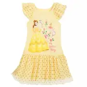 Disney Store Belle Deluxe Girl's Nightshirt Gown Beauty & Beast Pajamas Dress