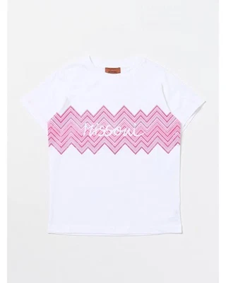Missoni Zigzag Pattern Embroidered Tee Kids White T-Shirts