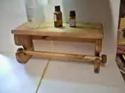 Handcrafted Pine Wood Paper Towel Holder with Shelf (screws added with item)