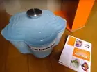LE CREUSET Cocotte Fleur Flower Pot Two handed pot Purist Blue Silver New