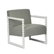 Belle Bobbin Oak Wood Armchair 78x81cm - White/Seafoam