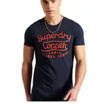 SUPERDRY 極度乾燥 深藍 橘字 短T 文字 T-SHIRT T恤