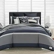 Nautica Duvet Cover Set Cotton Reversible Bedding with Matching Shams, Styligh Home Decor, Queen, Rendon Charcoal/Navy