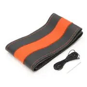 38cm Universal DIY Leather Car Steel Ring Wheel Cover With Needles and Thread 28 RED