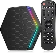 Android 12.0 TV Box, Android Box with 4GB RAM 32GB ROM Allwinner H618 Quad-Core 64-Bit ARM Corter A53 CPU 6K Resolution 2.4GHz / 5GHz WiFi6 10/100M LAN Enternet Bluetooth 5 .0