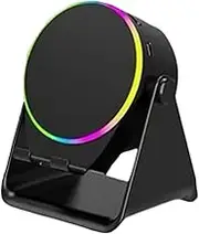 4-in-1 360°Rotating Bluetooth Speaker Stand, Cell Phone Stand with Wireless Bluetooth Induction Speaker Anti-Slip Base Hd Surround Sound Rechargeable Phone Holder(Black)