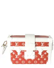 Louis Vuitton Brown, White Embossed Lambskin Petite Malle (Authentic Pre- Loved)