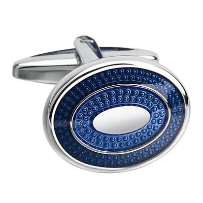 Blue Oval Shape Cufflinks Studs Tuxedo Coat Set