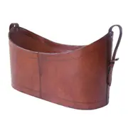 Leatherkart Leather Boat-Necked Scoop Magazine Basket - Tan