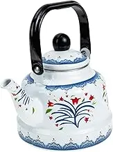 Ipetboom Enamel Tea Kettle Thickened Food Grade Teapot for Gas Induction Cookers Elegant Design Capacity Lightweight Portable for Tea Lovers