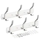 Coat Hook Rack Wall Mounted with 3 Hooks Hook Rail Wall Hangers Silver 2Pcs