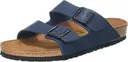 [Birkenstock] Women's Arizona Birko-Flor Sandals Blue Ankle-Strap Double Strap Flat-Low-Heel Slide Sandal
