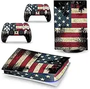PS5 Skin for Playstation 5 Digital Version, PS5 Console and Controllers Skin Vinyl Sticker Decal Cover - American Flag