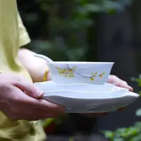 在飛比找ETMall東森購物網優惠-景德鎮陶瓷餐具套裝新中式碗碟盤子釉下彩手繪菜盤餐具一人食家用