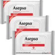 Asepso Professional Antiseptic Wipes Multi-Purpose 96 Wipes 3 Packs With 32