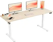 ERGOMAKER Electric Standing Desk 170x60cm (67"x23.6"), Height Adjustable Sit Stand Desk with Splice Board for Home Office, Computer Desk Memory Preset (White Frame + Golden Oak Desktop)