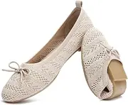 [HEAWISH] Women’s Flats Shoes Comfortable Black Beige Flats Crochet Lace Mesh Round Toe Slip On Casual Ballet Flats Dress Shoes