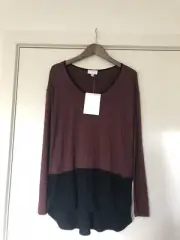 witchery Long Sleeve Top XXS Brand New With Tags Brick Maroon Burgundy Black