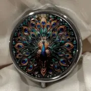Whimsical Peacock Travel Pill Box 3 Compartment Medicine Metal Pill Case NEW