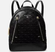 MICHAEL KORS Brooklyn logo monogram faux-leather women's small backpack -BLACK