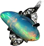 [Yihuaqun] Natural s925 silver fire color opal ring rough stone raw ore opal crystal color treasure mineral crystal jewelry