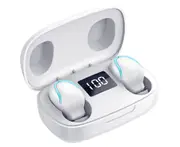 S9 True Wireless Stereo Mini Waterproof Bluetooth-compatible 5.0 Wireless Earphone HiFi Earbuds with Mic-White - White