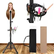 Alileader Wig Stand Tripod Mannequin Head Stand Heavy Duty Wig Stand Tripod Cosmetology Mannequin Wig Stand for Styling(Black Tripod With Tray,Maximum Height 55 Inches，Mannequin Head Not Included)