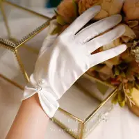 在飛比找Yahoo!奇摩拍賣優惠-女士白手套禮儀新款新娘結婚紗禮服手套時尚簡約短款婚慶手套女秋