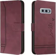 Lihondar Compatible with Samsung Galaxy S10E Case, Mobile Phone Case Samsung S10E, S10E Leather Folding Protective Case Wallet [Stand] Cover Flip Case for Samsung S10E Flip Case (Red)