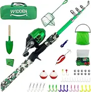 WIDDEN Kids Fishing Rod and Reel Combo Kit With Tackle Box and Net - Portable Telescopic Pole for Boys and Girls, Best for Toddler Youth
