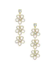 Ettika Crystal Triple Flower Drop Earrings