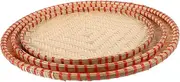 3pcs Bamboo Weaving Trays Handwoven Round Bamboo Trays with Decorative Edge for Food Serving Snack Storage and Home Decor Occasion