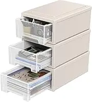 Vareone 6 Quart Plastic Stacking Chest Storage Drawer Unit, 3 Pack Desktop Storage Drawers