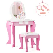 Costway TOP 50 Bonus 2-in-1 Trinkets Set Dressing Table & Chair Set Bedroom Living Room