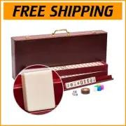 Elegant Mahjong Set featuring Vintage Rosewood Case & 166 Durable Melamine Tiles