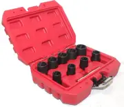 10pc 3/8" Dr Locking Wheel Twist Socket Damaged Rounded Worn Nut Remover 10~19mm