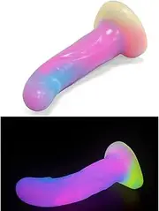 ozfuns 6.5 Inch Silicone Realistic Dildo,Colorful Glowing Penis Toy for Vaginal and Anal Sex,Adult Sex Toy for G-spot and Prostate Orgasm,Lifelike Dick with Strong Suction Cup, Glow in the dark