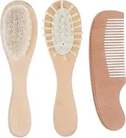 ERINGOGO 3pc Baby Wooden Hairbrush Set for Newborns Cradle Cap Brush Set Brush Scalp Massager Grooming Kit