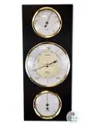 28.5cm Black & Brass Weather Station With Barometer Thermometer & Hygrometer By