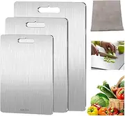 Titanium Cutting Board Set, Stainless Steel Cutting Boards for Kitchen, Double Sided Food-Grade Chopping Board for Meat Vegetable Fruit,S+M+L