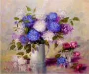 Needlework DIY Counted Cross Stitch Chart - Blue Hydrangea