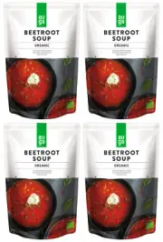 4 AUGA BEETROOT SOUP Organic Ready to Eat Instant Soup Packs 400g 14oz