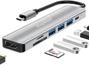 USB C Hub with 100W PD Port, 7-in-1 Type C Hub with 4K HDMI Adapter, 1 USB 3.0 Port & 2 USB 2.0 Ports, SD/TF Card Reader, USB C Multiport Docking Station for MacBook Pro, Chromebook, XPS, and Others