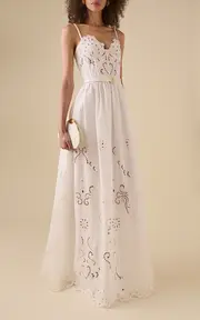 [Zuhair Murad] Broderie Anglaise Cotton Maxi Dress