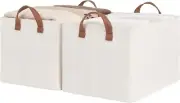 Storage Bins, Fabric Storage Bins 16 ½" L x 12" W x 10 ¼" H Natural - 2 PACK