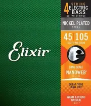 Elixir Guitar Strings Nanoweb Acoustic Bass Light 45-100