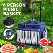 Alfresco Picnic Basket Set 6 Person Picnic Bag Cooler Wheels Insulated Bag Wheel
